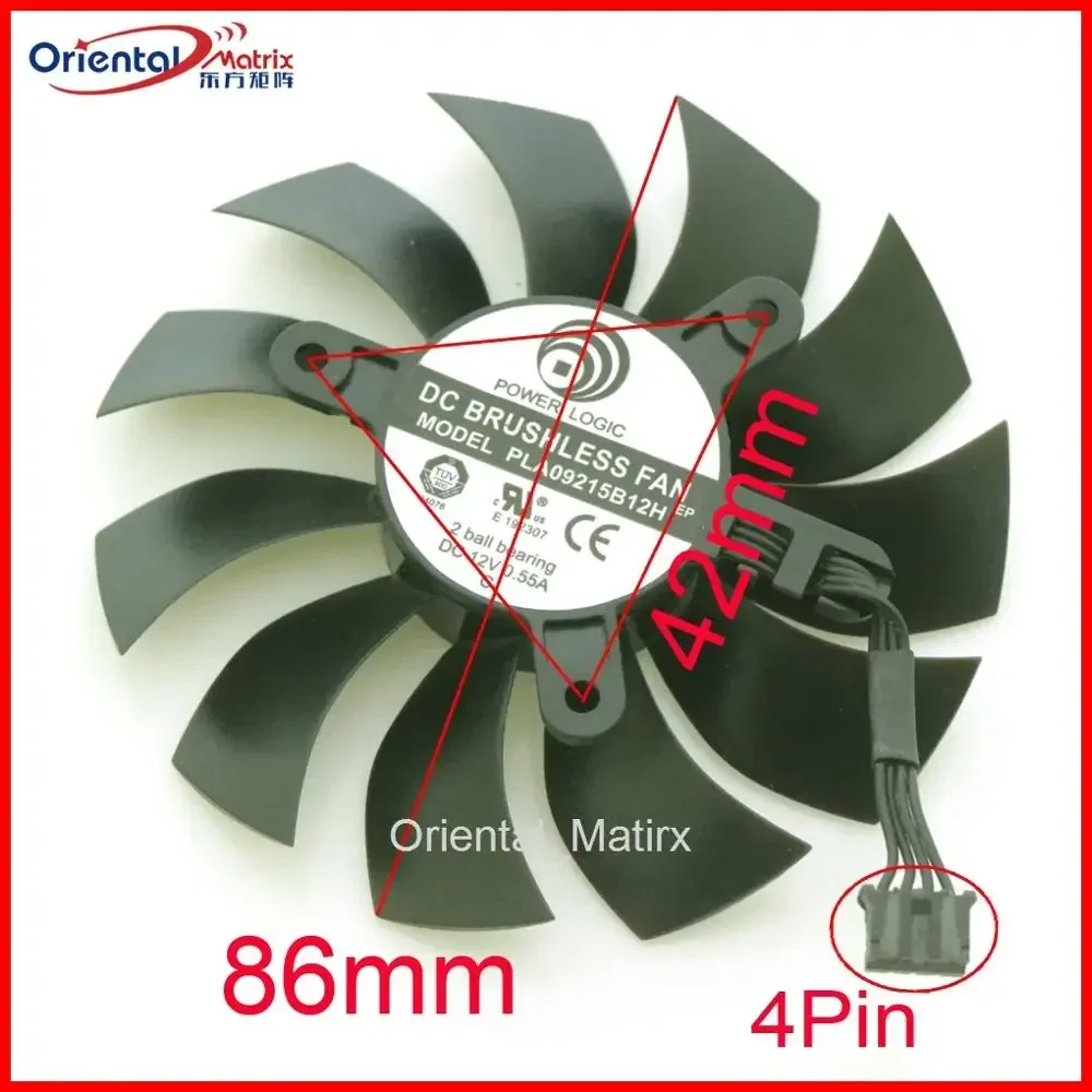Gpu Cooler - PLA09215B12H 12V 0.55A 86mm 4ピン GPUファン。EVGA