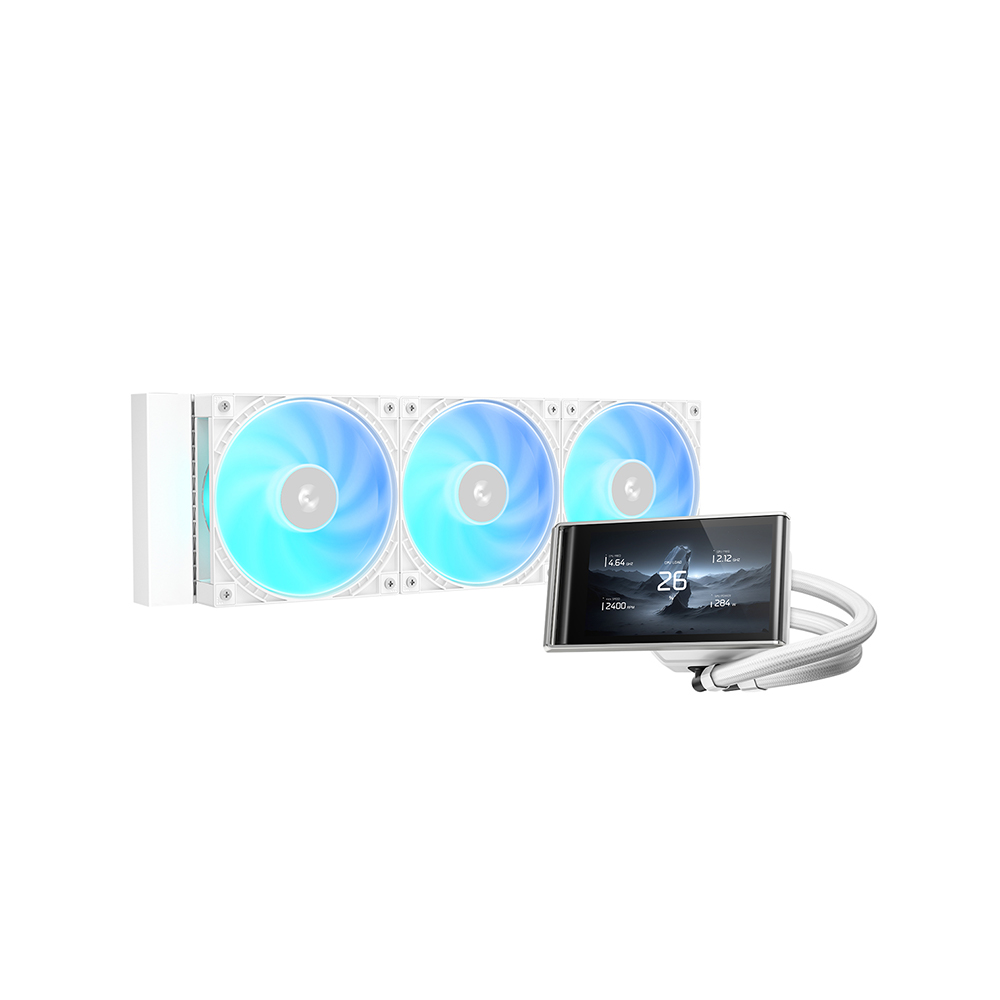 Aio Liquid Cooler - WH 360mm AIO液体クーラー ホワイト 4.5インチIPSスクリーン搭載 300W+